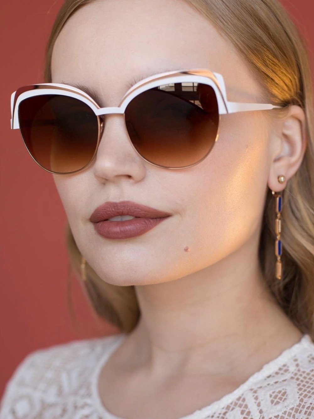 Caroline Abram x-quise Women's Round Sunglasses in Brown and White